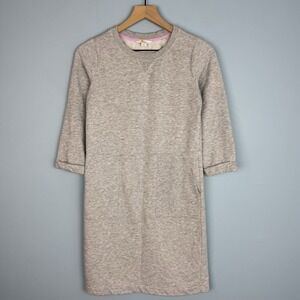 Boden Hannah Sweat Dress Women's 6 Gray 3/4 Sleeve Sweatshirt Knee Length Pocket
